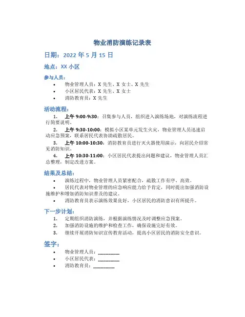 物业消防演练记录表