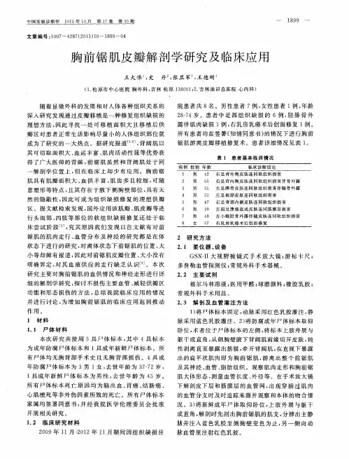 胸前锯肌皮瓣解剖学研究及临床应用