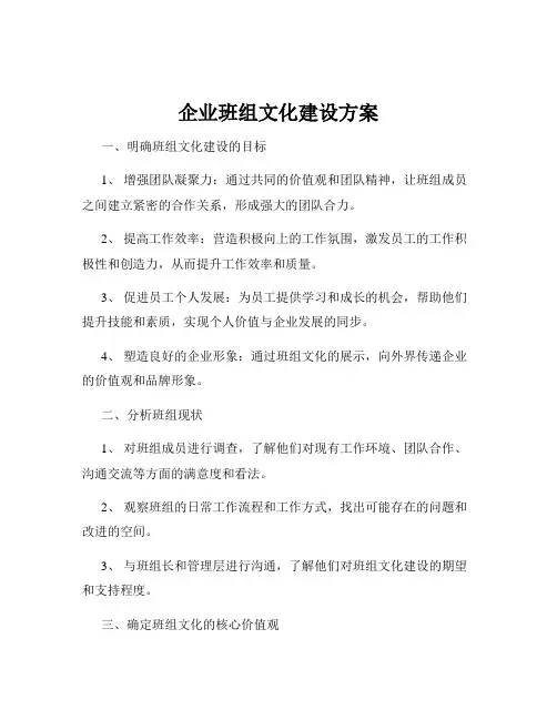 企业班组文化建设方案