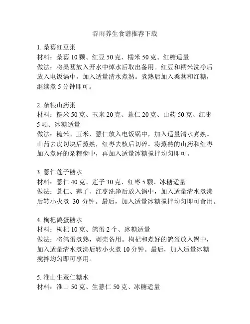 谷雨养生食谱推荐下载