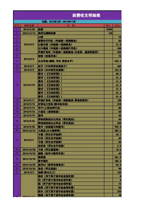 班费收支明细表模板