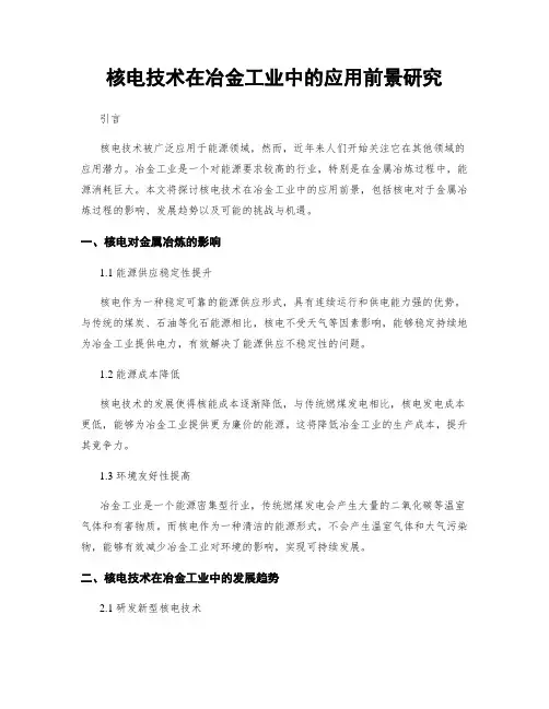 核电技术在冶金工业中的应用前景研究