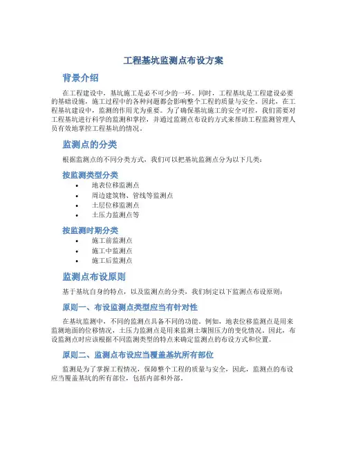 工程基坑监测点布设方案
