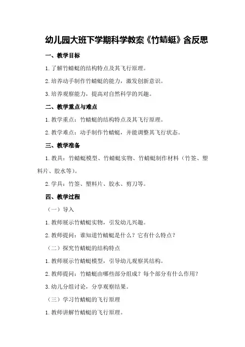 幼儿园大班下学期科学教案《竹蜻蜓》含反思