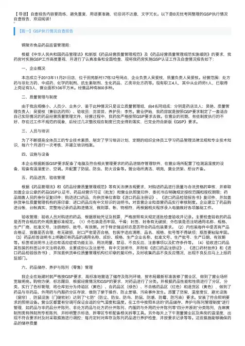 GSP执行情况自查报告