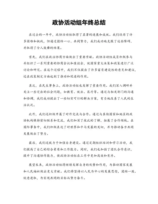 政协活动组年终总结