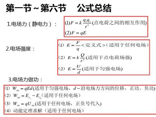 静电场1-6公式总结