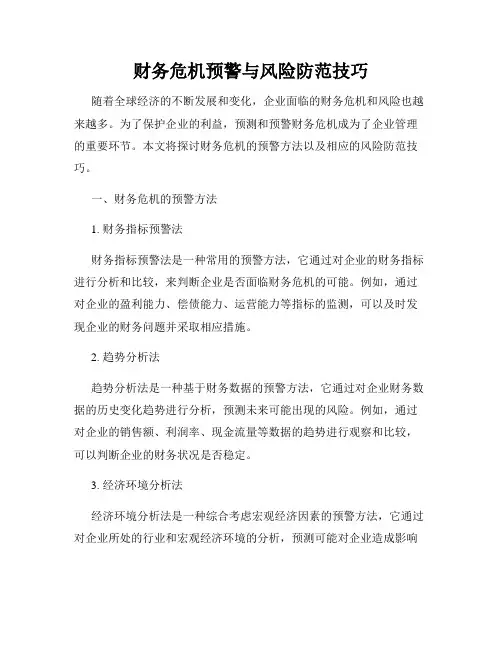 财务危机预警与风险防范技巧