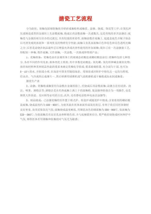 搪瓷工艺流程
