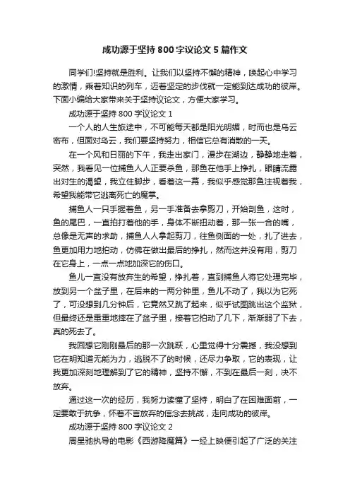成功源于坚持800字议论文5篇作文