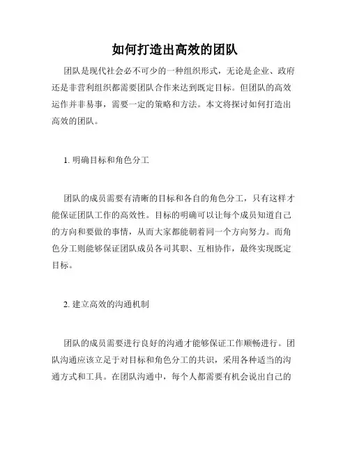 如何打造出高效的团队