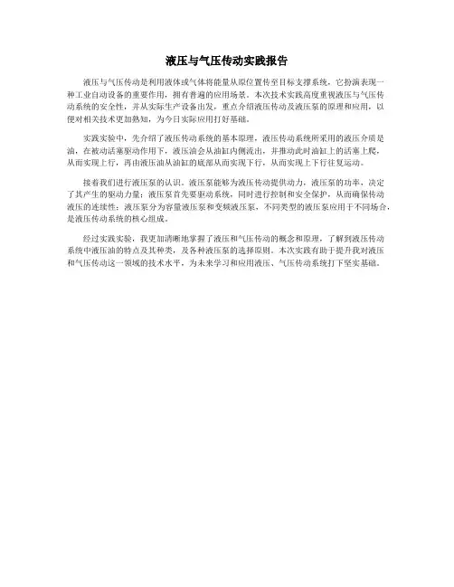 液压与气压传动实践报告