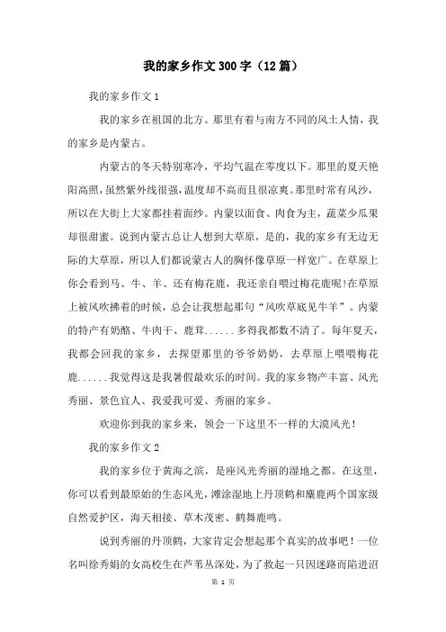 我的家乡作文300字(12篇)