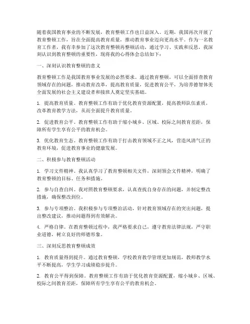 教育整顿再整顿心得体会