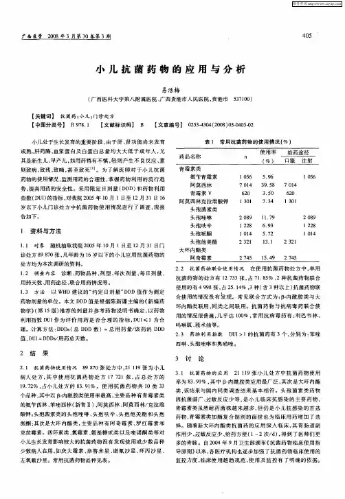 小儿抗菌药物的应用与分析