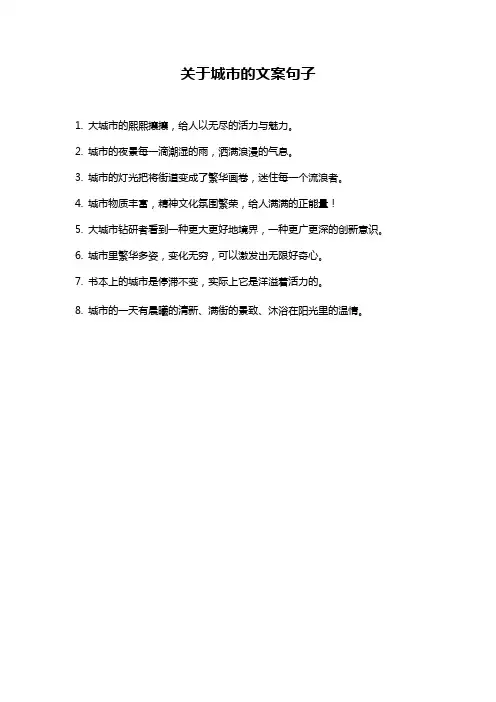 关于城市的文案句子