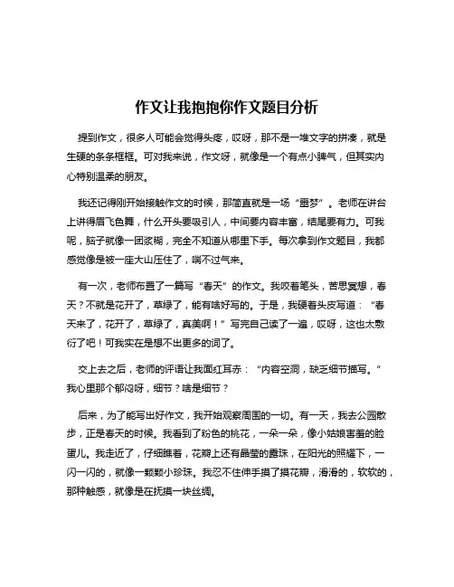 作文让我抱抱你作文题目分析