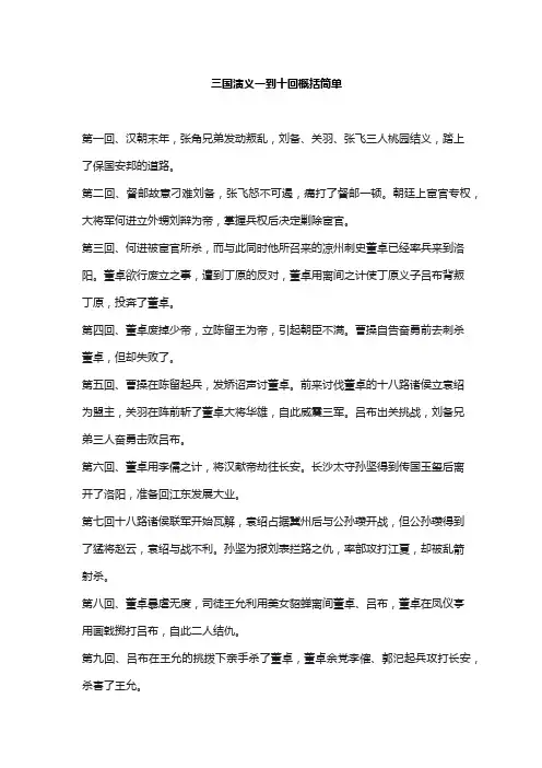 三国演义一到十回概括简单