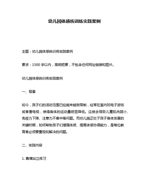 幼儿园体感统训练实践案例