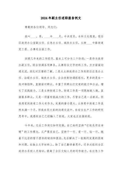 2024年副主任述职报告例文(三篇)