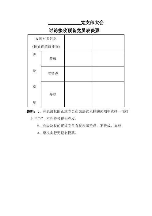 ：《发展党员票决制有关表决票样式》