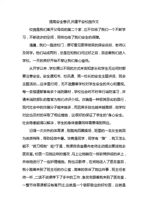 提高安全意识,共建平安校园作文