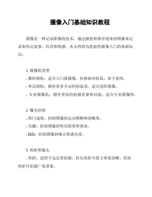 摄像入门基础知识教程