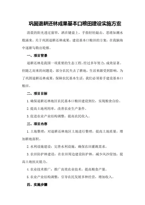 巩固退耕还林成果基本口粮田建设实施方案