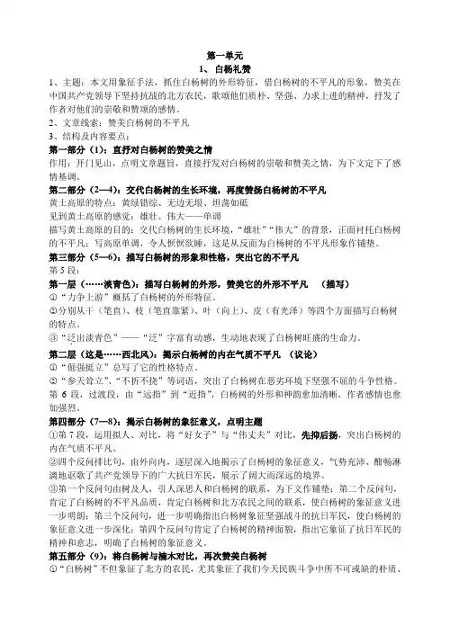 九年级上第一二单元知识梳理