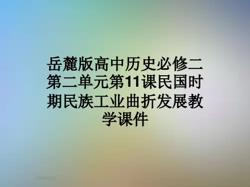 岳麓版高中历史必修二第二单元第11课民国时期民族工业曲折发展教学课件