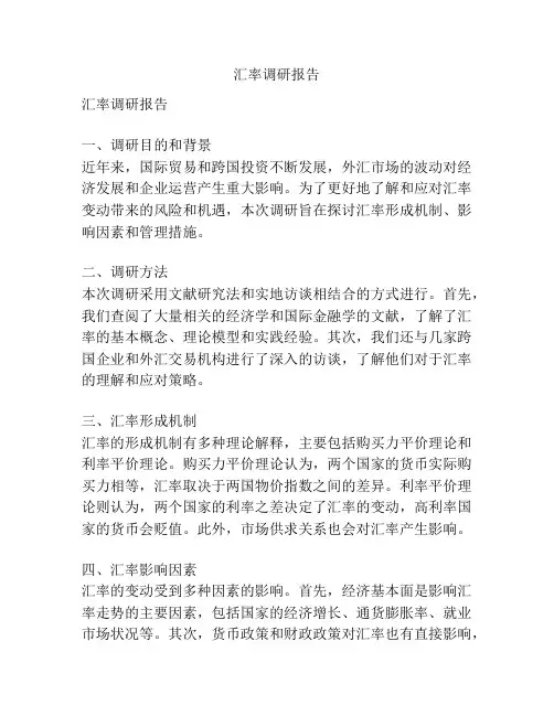 汇率调研报告
