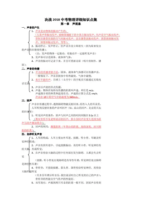 2018年江西中考复习物理知识点集