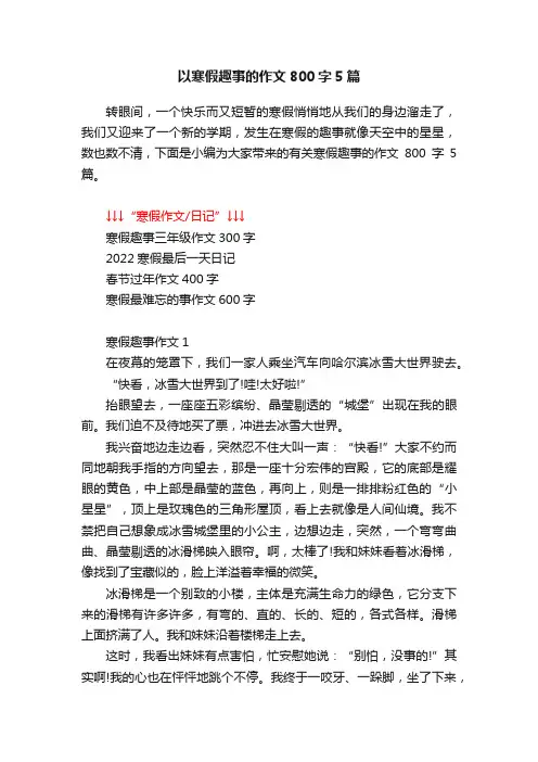 以寒假趣事的作文800字5篇