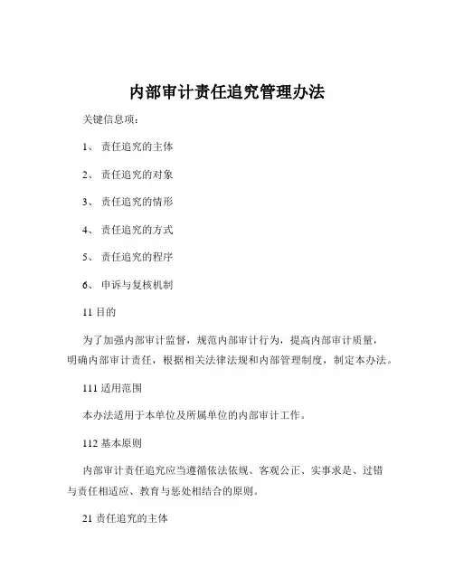 内部审计责任追究管理办法