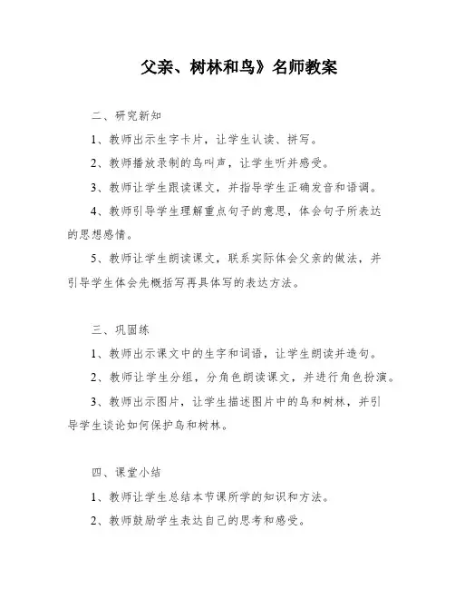 父亲、树林和鸟》名师教案