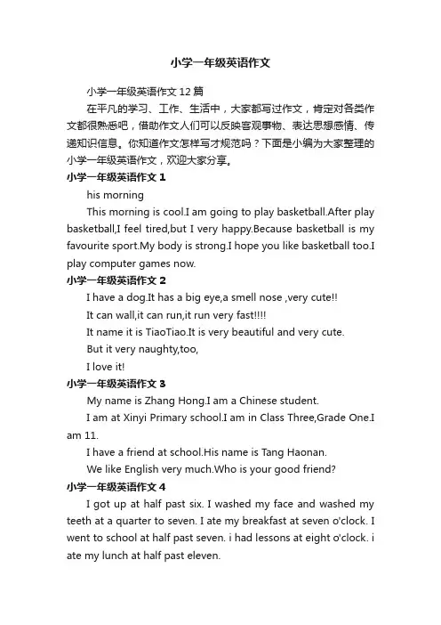 小学一年级英语作文12篇
