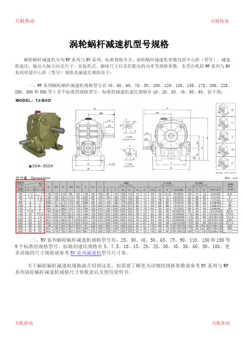 涡轮蜗杆减速机型号规格