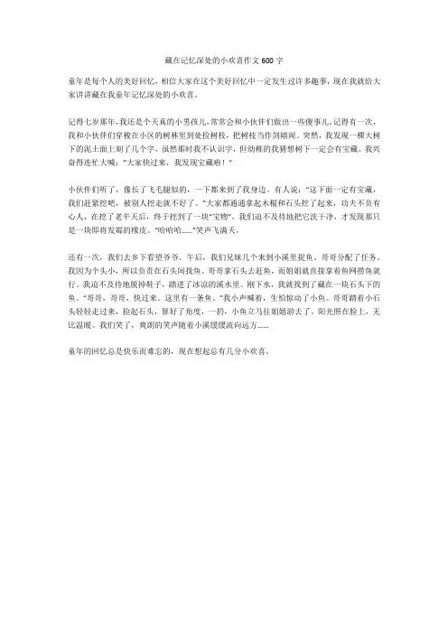 藏在记忆深处的小欢喜作文600字高质量版