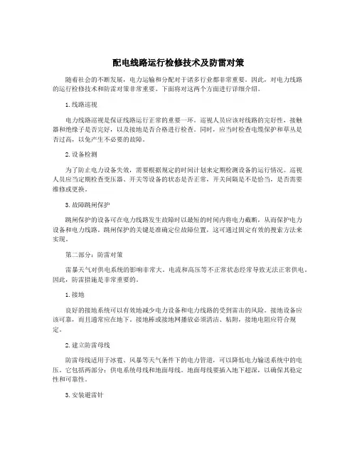 配电线路运行检修技术及防雷对策