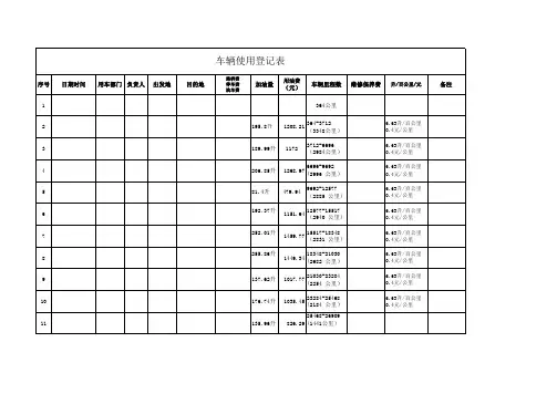 车辆使用登记表 