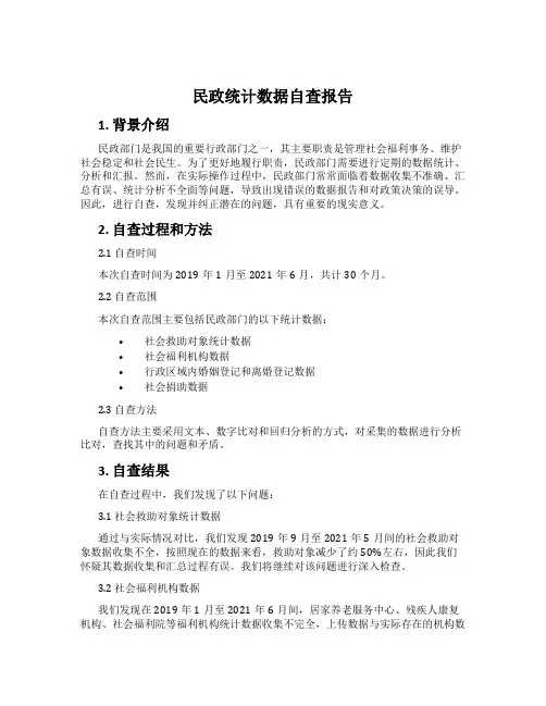 民政统计数据自查报告