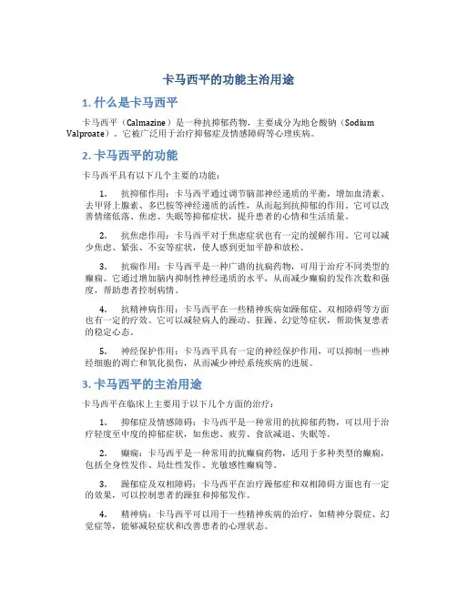 卡马西平的功能主治用化用