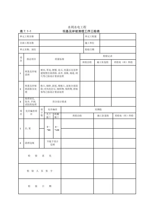 渠道衬砌质量评定表格