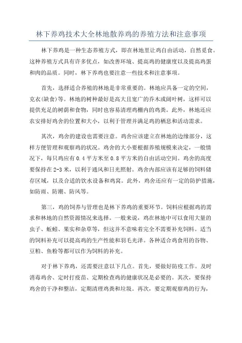 林下养鸡技术大全林地散养鸡的养殖方法和注意事项