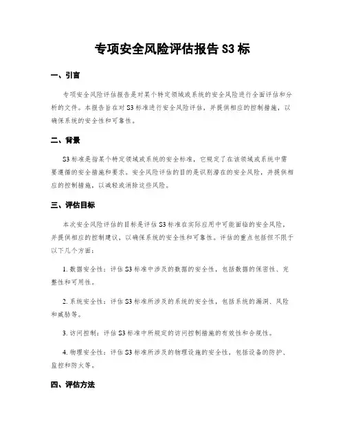 专项安全风险评估报告S3标