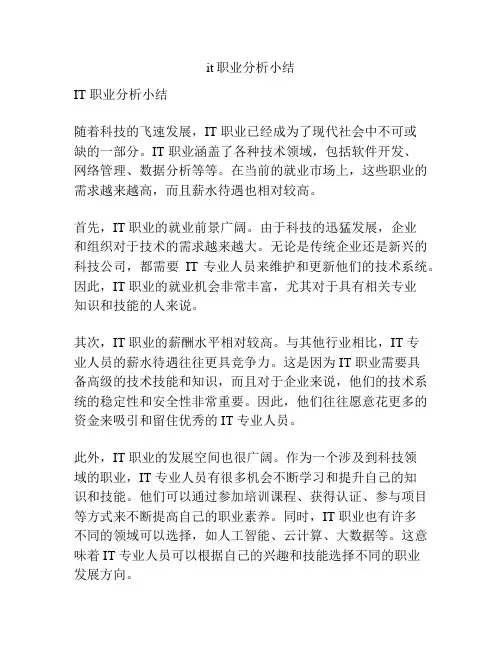 it职业分析小结
