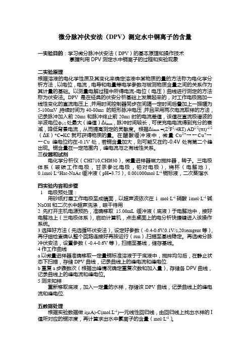 DPV法测定水中铜离子的含量