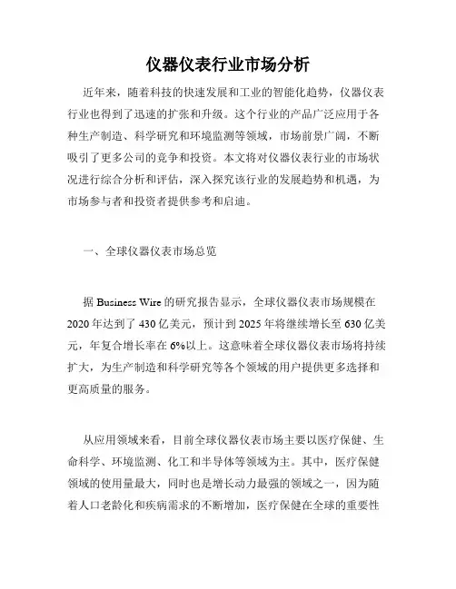 仪器仪表行业市场分析
