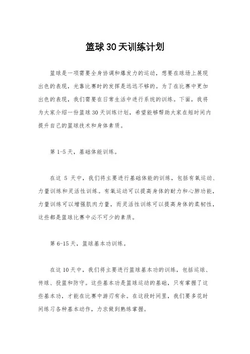 篮球30天训练计划