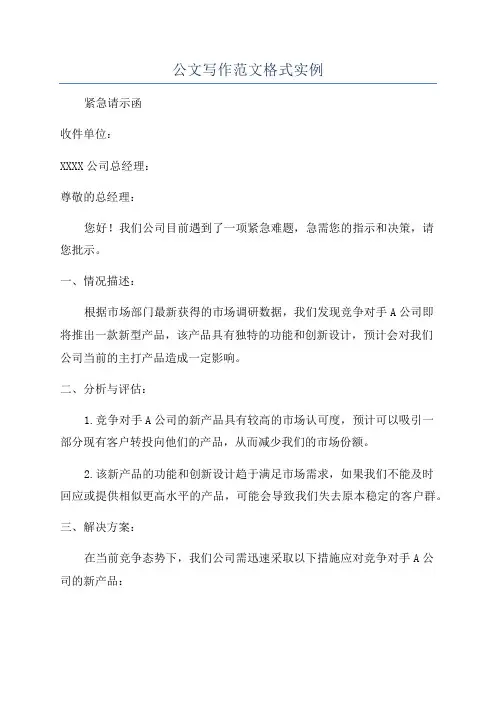 公文写作范文格式实例